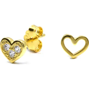 Náušnice Stříbrné náušnice pecky srdíčka Petals - Zlacení