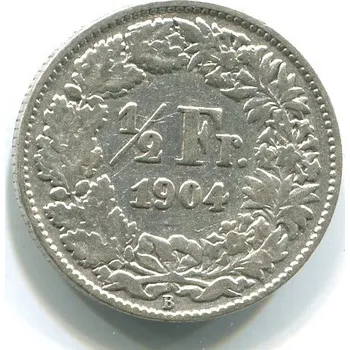 ŠVÝCARSKO. 1/2 franken 1904. Ag.