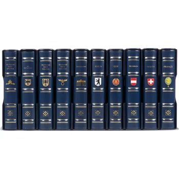 Obal pro sběratelský předmět Leuchtturm Album PERFECT DP CLASSIC, s kazetou, s potiskem - Staré státy Německa, modrá