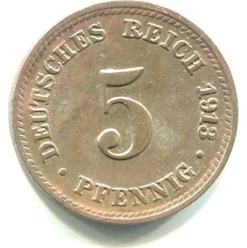 NĚMECKO. 5 Pfennig 1913/D.