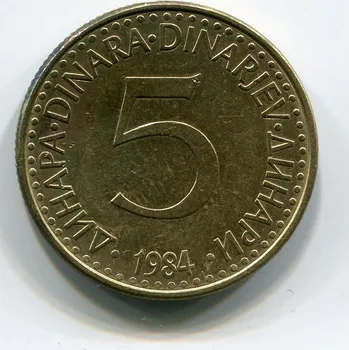 JUGOSLÁVIE. 5 dinara 1984.