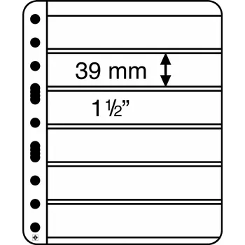 Obal pro sběratelský předmět Leuchtturm Listy VARIO PLUS, z extra silné fólie, šesti řádkové, černé - 5 kusů v balení