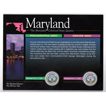 USA. 2x 1/4 dollar 2000. Maryland. Kolorováno.