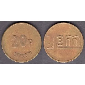 VELKÁ BRITÁNIE. Žeton do automatu na ovoce. 20 pence. TOKEN. JMP.