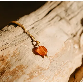 Řetízek Náhrdelník pozlacený s karneolem - Bohovibes 29306