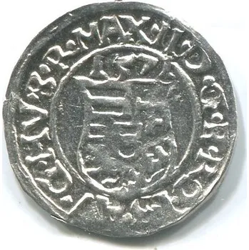 UHRY. Ferdinand I. Denár 1571/KB.