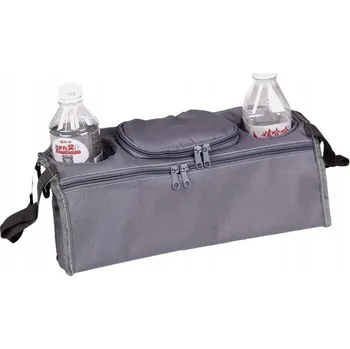 Kočárek ORGANIZÉR / DRŽÁK na KOČÁREK na LAHVE, TAŠKA, Dvojitý ŠIROKÝ - Šedý