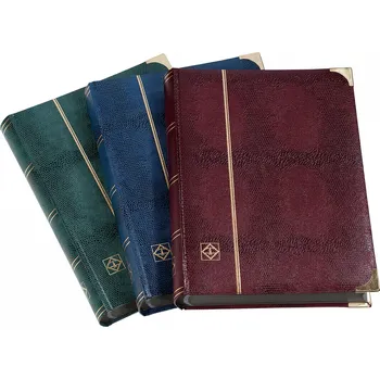 Obal pro sběratelský předmět Leuchtturm Zásobník na známky COMFORT, DIN A4, s 64 černými stranami, pergamenové mezistranami, polstrovaná vazba v imitaci krokodýlí kůže, kovové rohy, červená