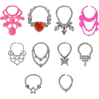 Doplněk pro panenku Módní oblečení pro Barbie - sada oblečení s doplňky Varianta: 10 ks náhrdelníku