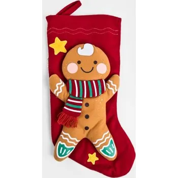 Vánoční dekorace Vánoční mikulášská punčocha | BOWII | vzor perníček | 46 cm | XM24 | 705373 Homla