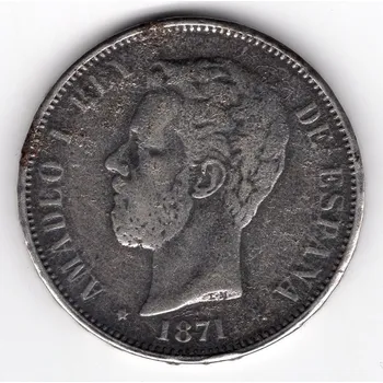 ŠPANĚLSKO. 5 pesetas 1871. Replika.