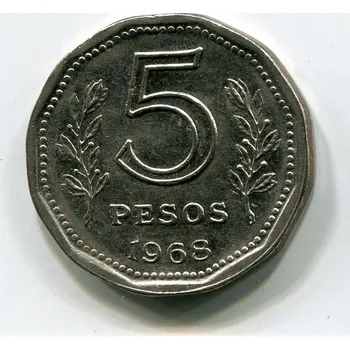 ARGENTINA. 5 pesos 1968.