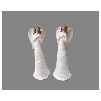 Vánoční dekorace Anděl bílý s hnědými vlasy menší