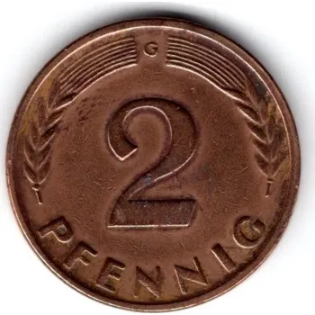 NĚMECKO. 2 Pfennig 1962/G.