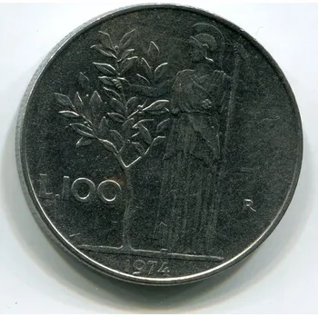 Sběratelství ITÁLIE. 100 lire 1974.