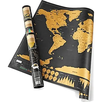 Stírací mapa světa Deluxe 82 x 58 cm + tubus