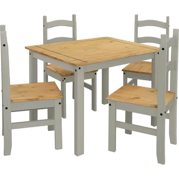 Jídelní set Stůl + 4 židle CORONA 3 vosk/šedá 161618s