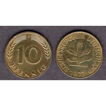 NĚMECKO. 10 pfennig 1972/F.