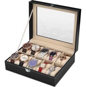 Obal pro sběratelský předmět Schulz Kazeta na 10 náramkových hodinek - černá koženka