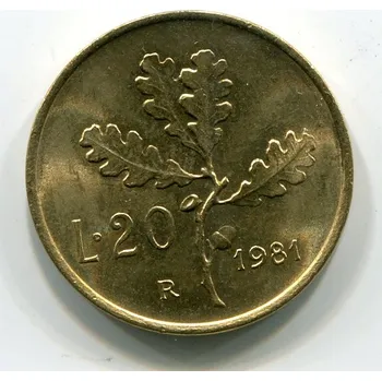 ITÁLIE. 20 lire 1981.