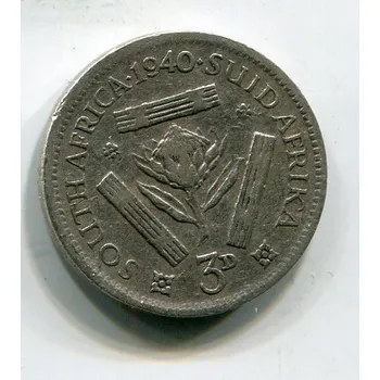 Sběratelství JIHOAFRICKÁ REPUBLIKA. 3 pence 1940. Ag.