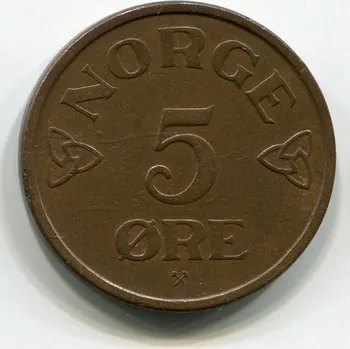 Sběratelství NORSKO. 5 öre 1955. KM-400