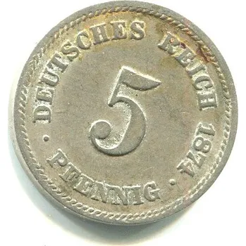 NĚMECKO. 5 Pfennig 1874/A.