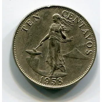 FILIPÍNY. 10 centavos 1958.