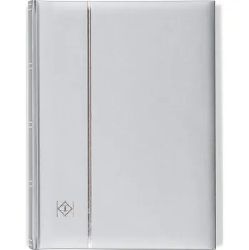 Obal pro sběratelský předmět Leuchtturm Zásobník na známky COMFORT, DIN A4, metalický design, s 64 černými stranami, pergamenové mezistranami, polstrovaná vazba, stříbrná