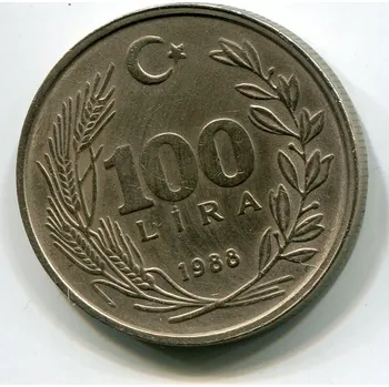 Sběratelství TURECKO. 100 lira 1988.