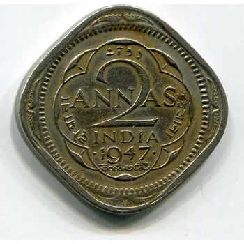 INDIE. 2 annas 1947, tečka.