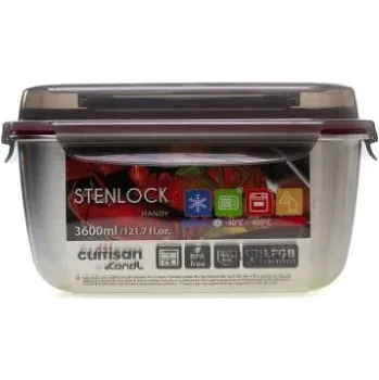 Dóza na potraviny Nerezová obdélníková dóza Cuitisan s rukojetí - 3600 ml