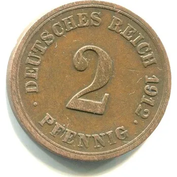 NĚMECKO. 2 Pfennig 1912/F.