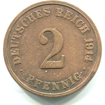 Sběratelství NĚMECKO. 2 Pfennig 1914/J.