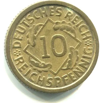 NĚMECKO. 10 Reichspfennig 1934/D.