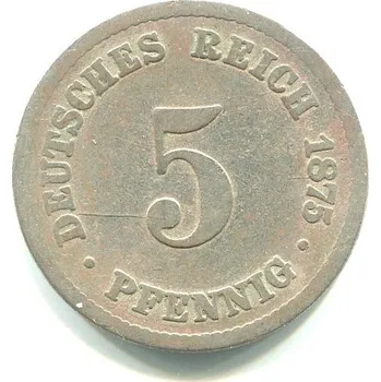 NĚMECKO. 5 Pfennig 1875/B.