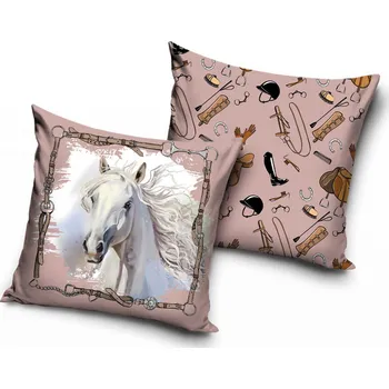 Dekorativní polštářek Povlak na polštář Bílý kůň I, 40x40 cm (Dekorační povlak na polštářek s koněm, kůň)