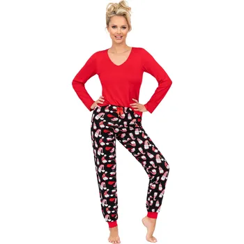 Pyžamo Santi dlouhé červené - Donna 36