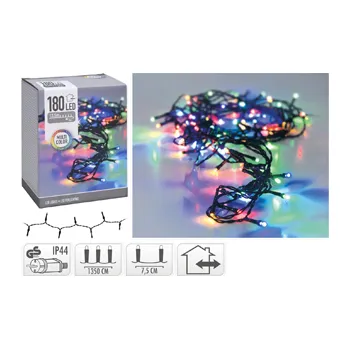 Vánoční dekorace Osvětlení vánoční, 13,5 m, 180 LED, barevné