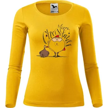 Dámské tričko DOBRÝ TRIKO Dámské bavlněné triko Santa s dárky Velikost: S, Barva: Žlutá