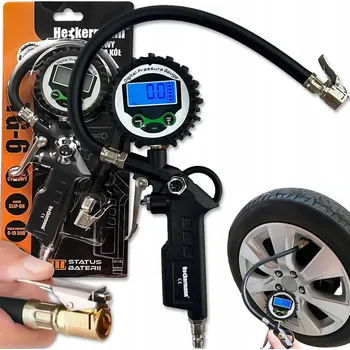 Příslušenství ke kompresoru Pistole na huštění pneumatik Heckermann s LCD manometrem 15 Bar