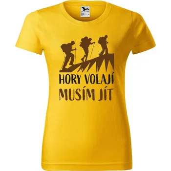 Dámské oblečení DOBRÝ TRIKO Dámské tričko s potiskem Hory volají Barva: Žlutá, Velikost: 2XL