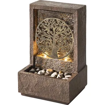 Strom života dekorativní LED pokojová fontána 20,5 x 18 x 33 cm šedá