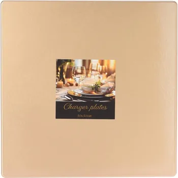 Podnos čtverec 30x30 cm plast zlatý