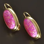 Goldpoint Oválné zlaté náušnice růžové opály Váha: 3.47 g