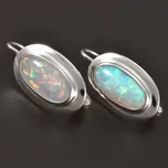 Goldpoint Oválné bílé zlato náušnice opál Váha: 2.67 g