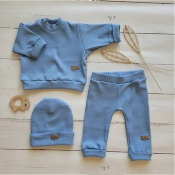 Kojenecká souprava Žebrovaná rostoucí 3D sada, bavlna, Lovely One, modrá, Velikost koj. oblečení 80/86 (12-18m)