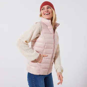 Dámská vesta Nepromokavá prošívaná vesta na zip šedorůžová 42