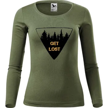 DOBRÝ TRIKO Dámské bavlněné triko Get lost Velikost: S, Barva: Khaki