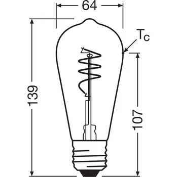 Lampička OSRAM LED Vintage ST64 E27 3,4W 927 Spiral Filament čirá přehledně
